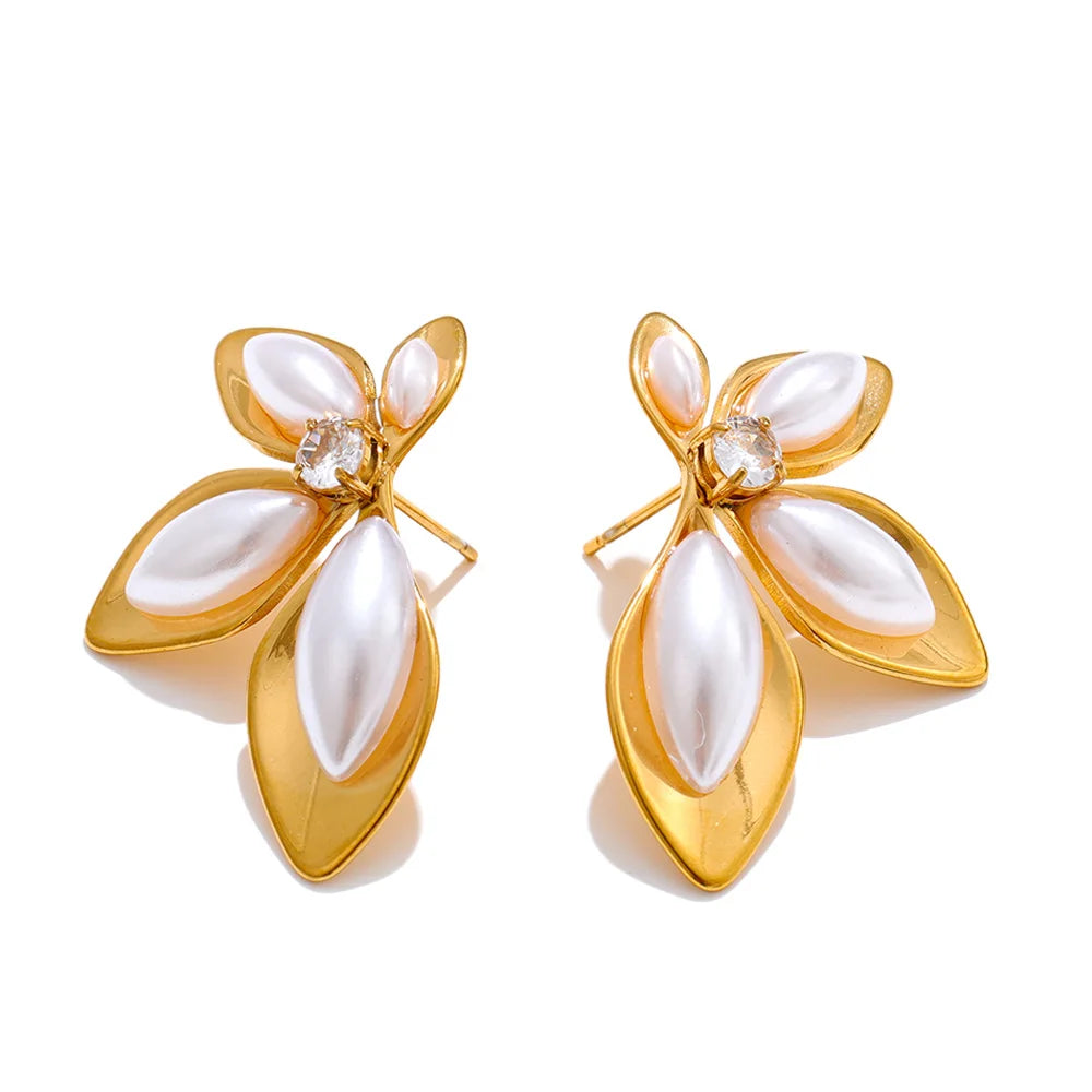Garden Veil Gold Plated Stainless Steel Hypoallergenic Stud Earrings