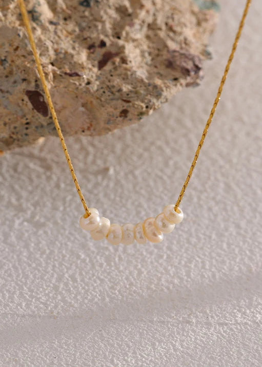 Freshwater Pearl Gold Plated Stainless Steel Pendant Necklace