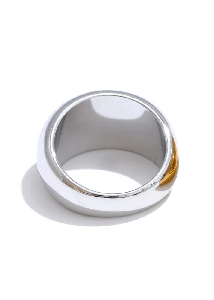 Minimalist Echo Gloss Gold Plated Stainless Steel Statement Chunky Ring