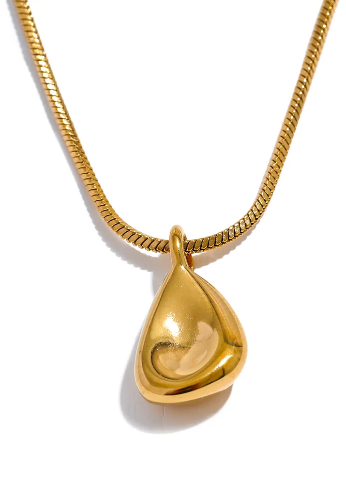 Aqua Drop Gold Plated Stainless Steel Pendant Necklace