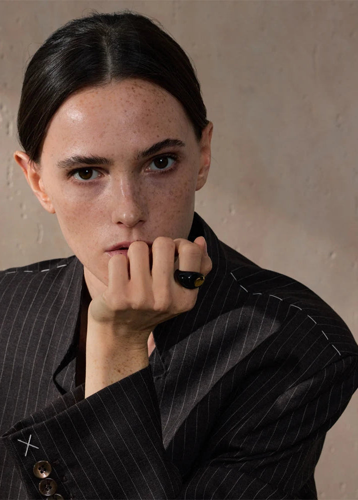 Minimalist Enamel Geometric Gold Plated Stainless Steel Statement Chunky Ring