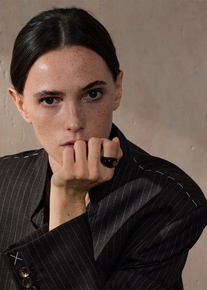 Minimalist Enamel Geometric Gold Plated Stainless Steel Statement Chunky Ring