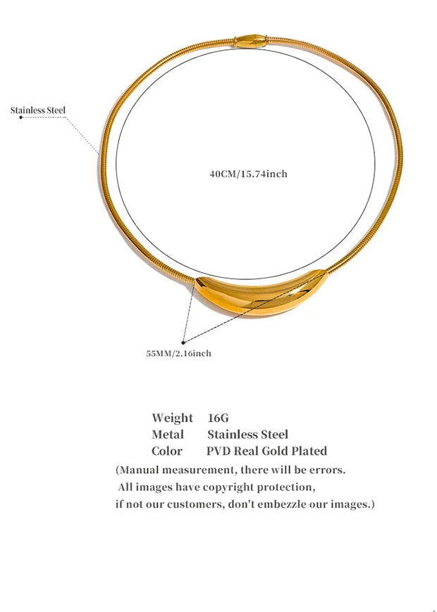 Modern Curve Gold Plated Stainless Steel Choker Necklace