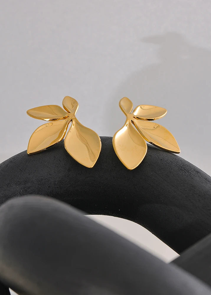 Garden Veil Gold Plated Stainless Steel Hypoallergenic Stud Earrings