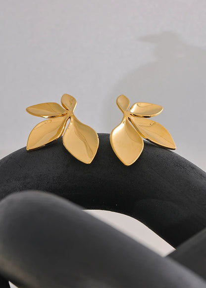 Garden Veil Gold Plated Stainless Steel Hypoallergenic Stud Earrings
