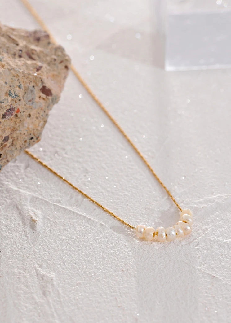 Freshwater Pearl Gold Plated Stainless Steel Pendant Necklace