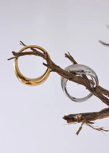 Minimalist Aqua Lume Gold Plated Stainless Steel Statement Chunky Ring