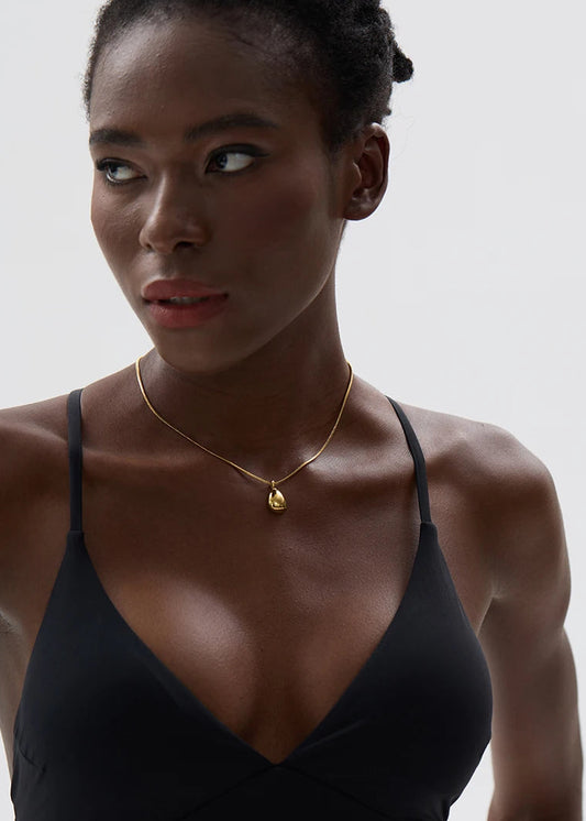 Aqua Drop Gold Plated Stainless Steel Pendant Necklace