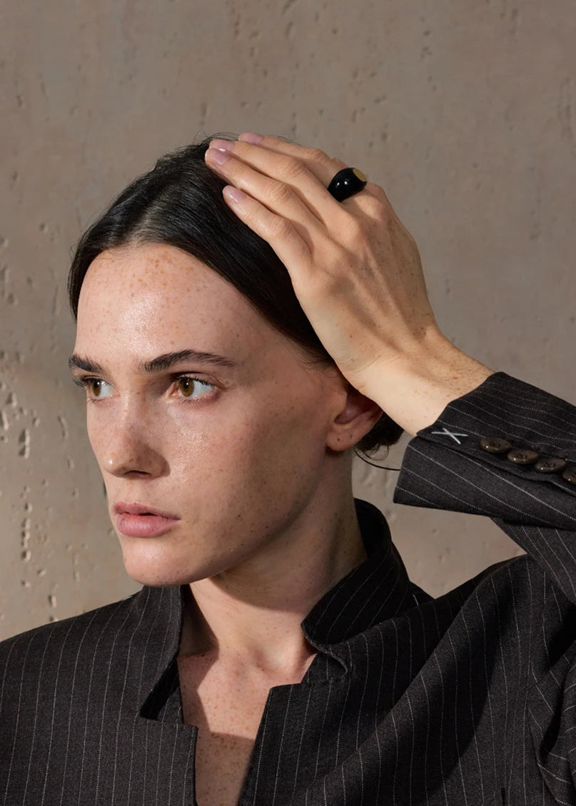 Minimalist Enamel Geometric Gold Plated Stainless Steel Statement Chunky Ring