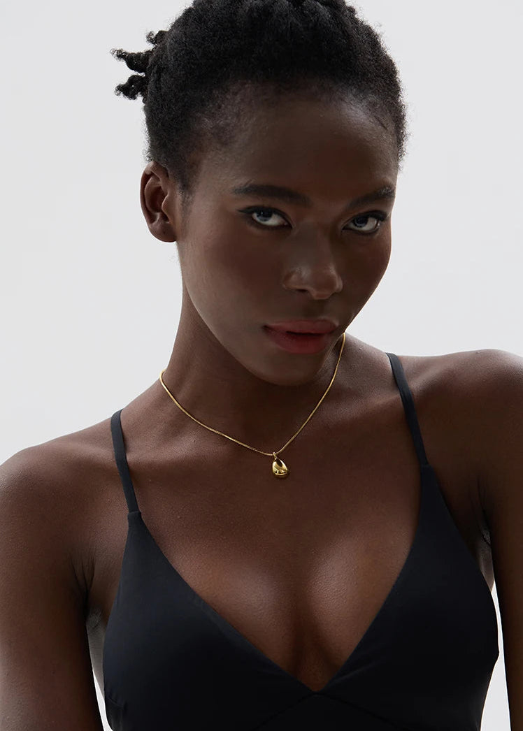 Aqua Drop Gold Plated Stainless Steel Pendant Necklace