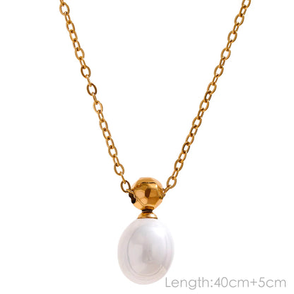 Freshwater Pearl Gold Plated Stainless Steel Pendant Necklace