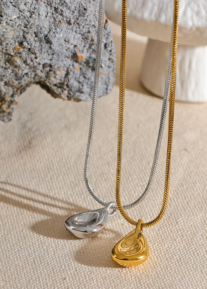 Aqua Drop Gold Plated Stainless Steel Pendant Necklace