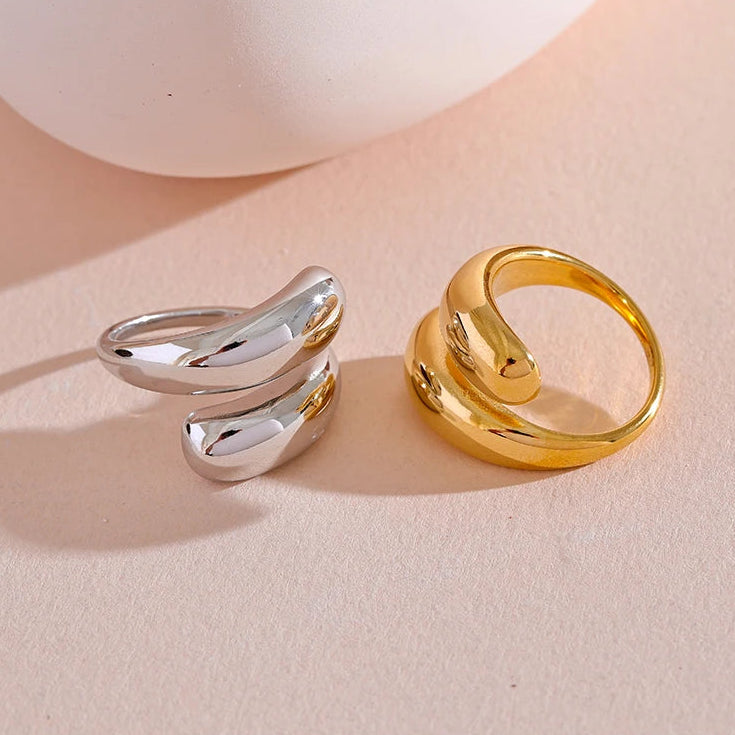 Cyclone Chic Gold Plated Stainless Steel Adjustable Statement Ring