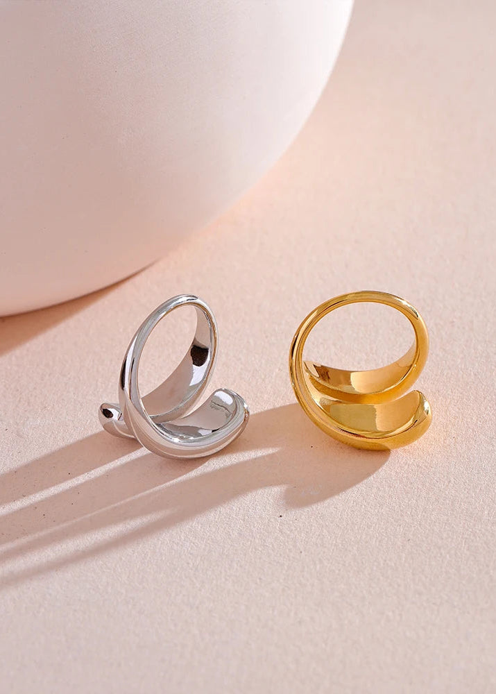 Cyclone Chic Gold Plated Stainless Steel Adjustable Statement Ring