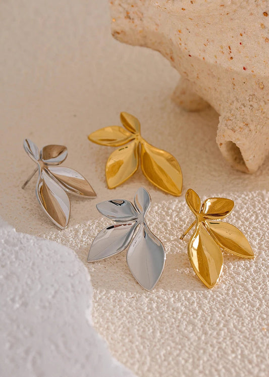 Garden Veil Gold Plated Stainless Steel Hypoallergenic Stud Earrings