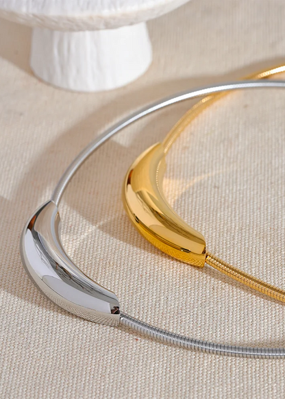 Modern Curve Gold Plated Stainless Steel Choker Necklace