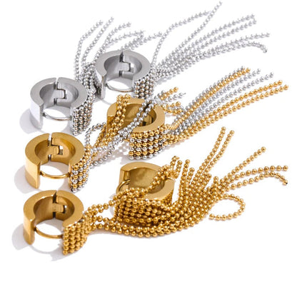 Bohemian Gleam Gold Plated Stainless Steel Tassel Drop Earrings