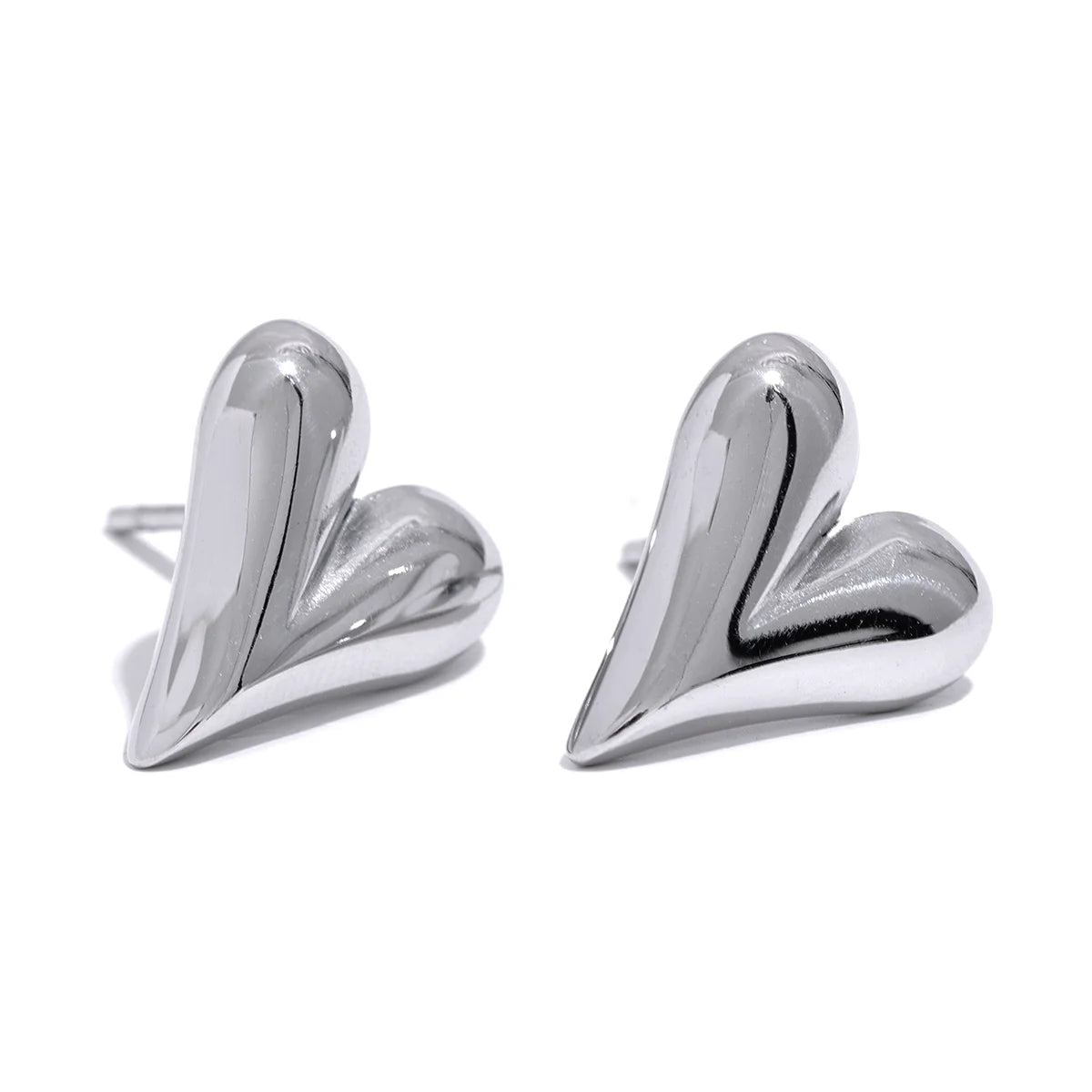 Heart Charm Gold Plated Stainless Steel Stud Huggie Hoop Earrings