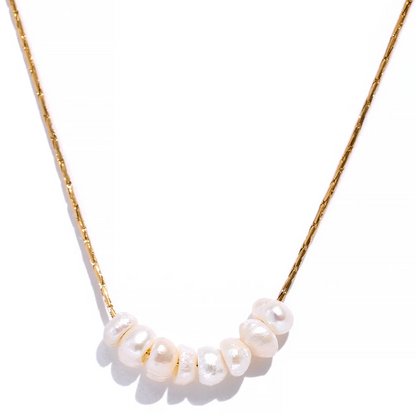 Freshwater Pearl Gold Plated Stainless Steel Pendant Necklace