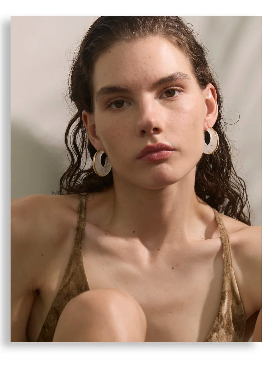 Chic Acetate/Acrylic Blend Gold Plated Stainless Steel Chunky Hoop Earrings