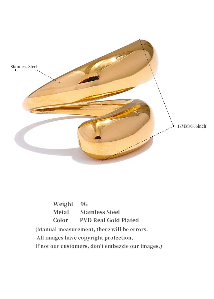 Cyclone Chic Gold Plated Stainless Steel Adjustable Statement Ring