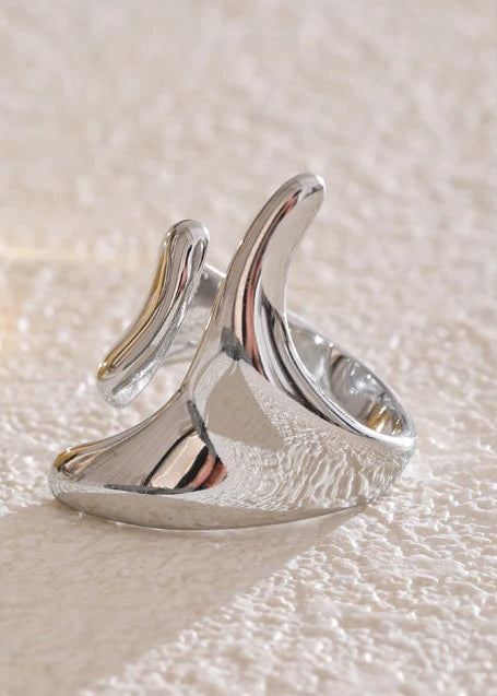 Nuvé Abstract Sculptural Gold Plated Stainless Steel Adjustable Statement Ring
