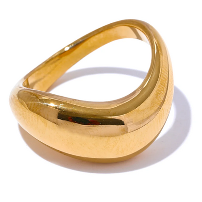 Minimalist Aqua Lume Gold Plated Stainless Steel Statement Chunky Ring