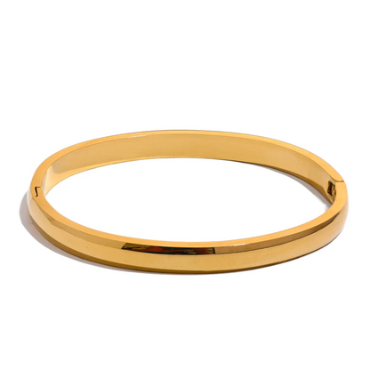 Infinity Loop Gold Plated Stainless Steel Bangle Minimalist Bracelet for Daily Wear