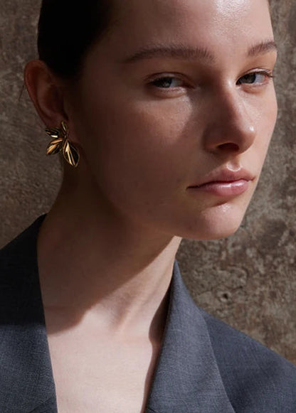 Garden Veil Gold Plated Stainless Steel Hypoallergenic Stud Earrings