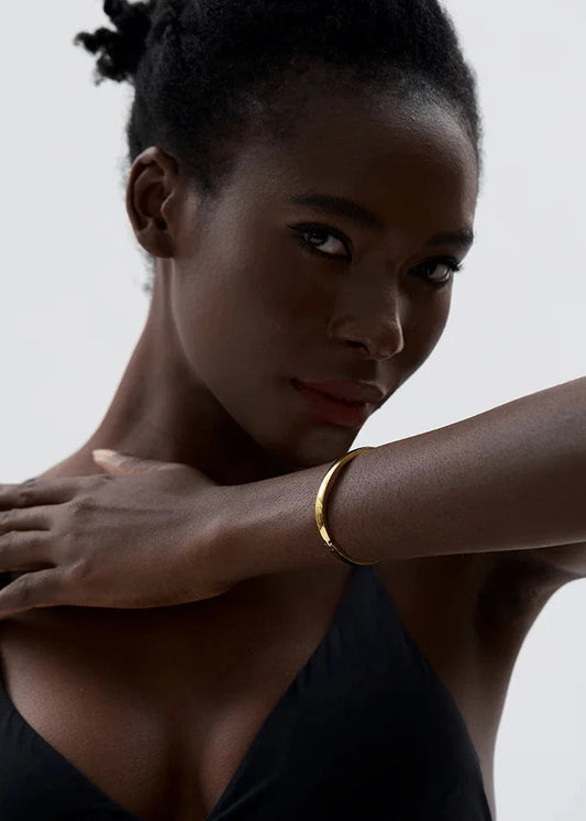 Infinity Loop Gold Plated Stainless Steel Bangle Minimalist Bracelet for Daily Wear