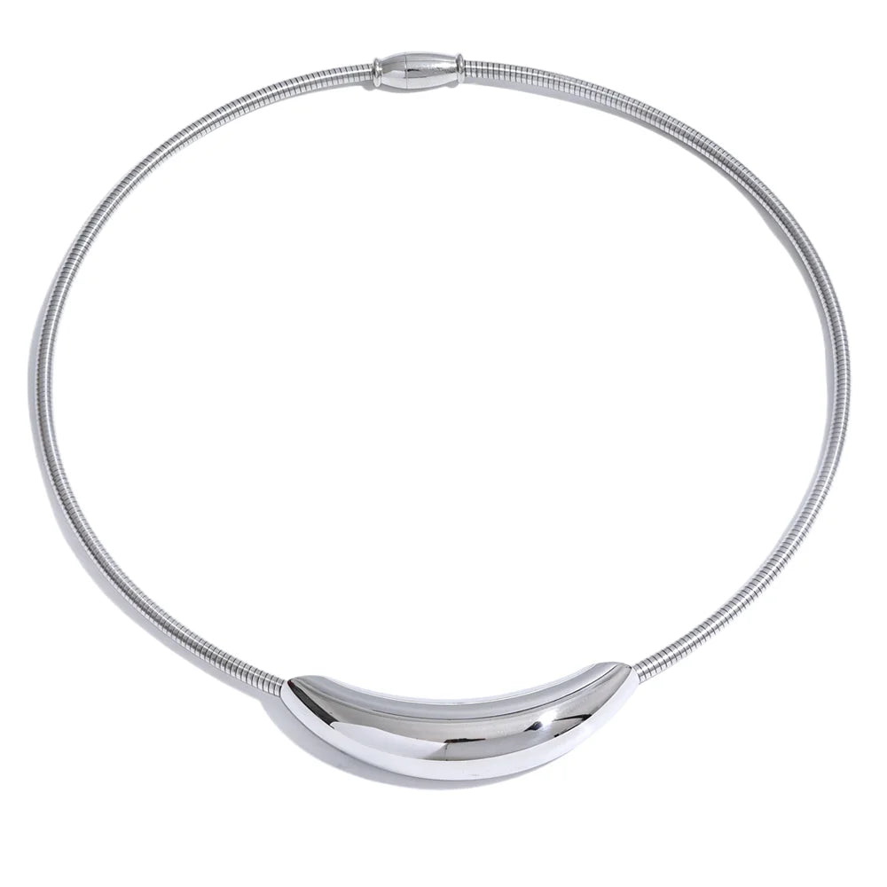 Modern Curve Gold Plated Stainless Steel Choker Necklace