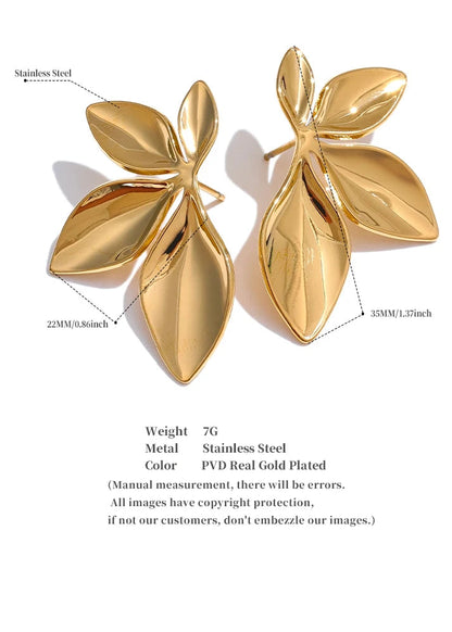 Garden Veil Gold Plated Stainless Steel Hypoallergenic Stud Earrings