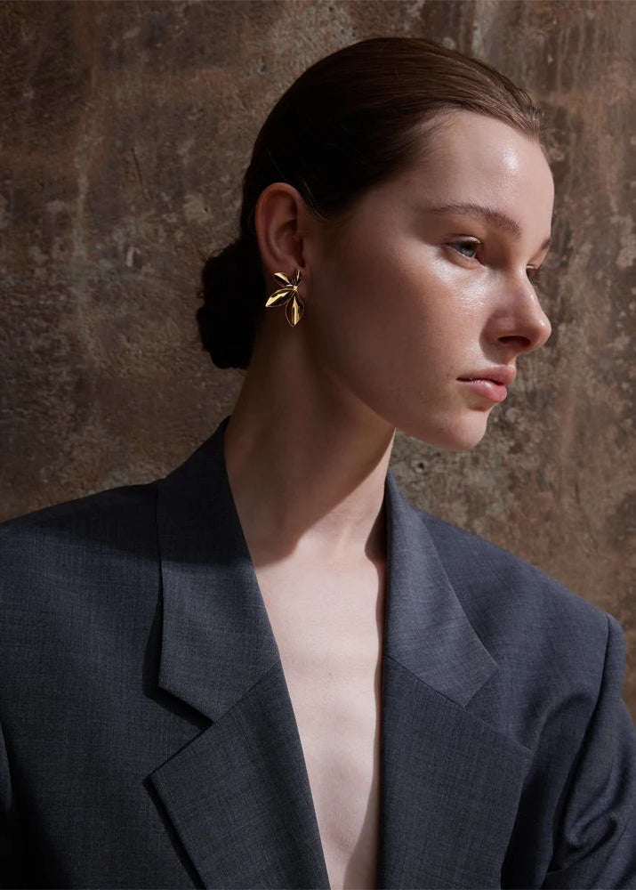 Garden Veil Gold Plated Stainless Steel Hypoallergenic Stud Earrings