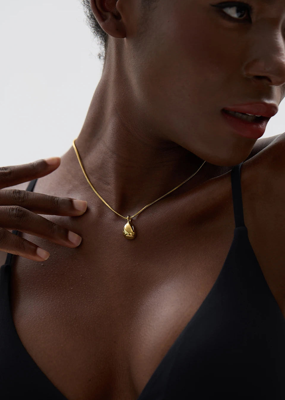 Aqua Drop Gold Plated Stainless Steel Pendant Necklace