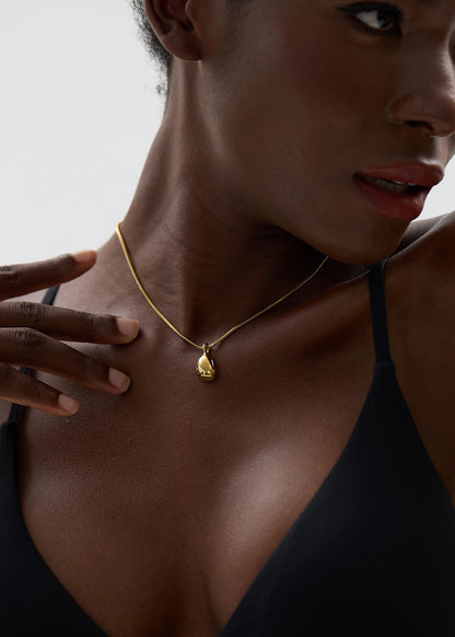 Aqua Drop Gold Plated Stainless Steel Pendant Necklace