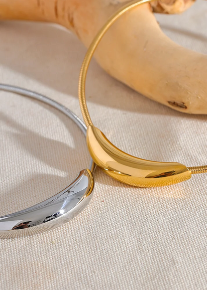 Modern Curve Gold Plated Stainless Steel Choker Necklace