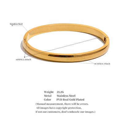 Infinity Loop Gold Plated Stainless Steel Bangle Minimalist Bracelet for Daily Wear