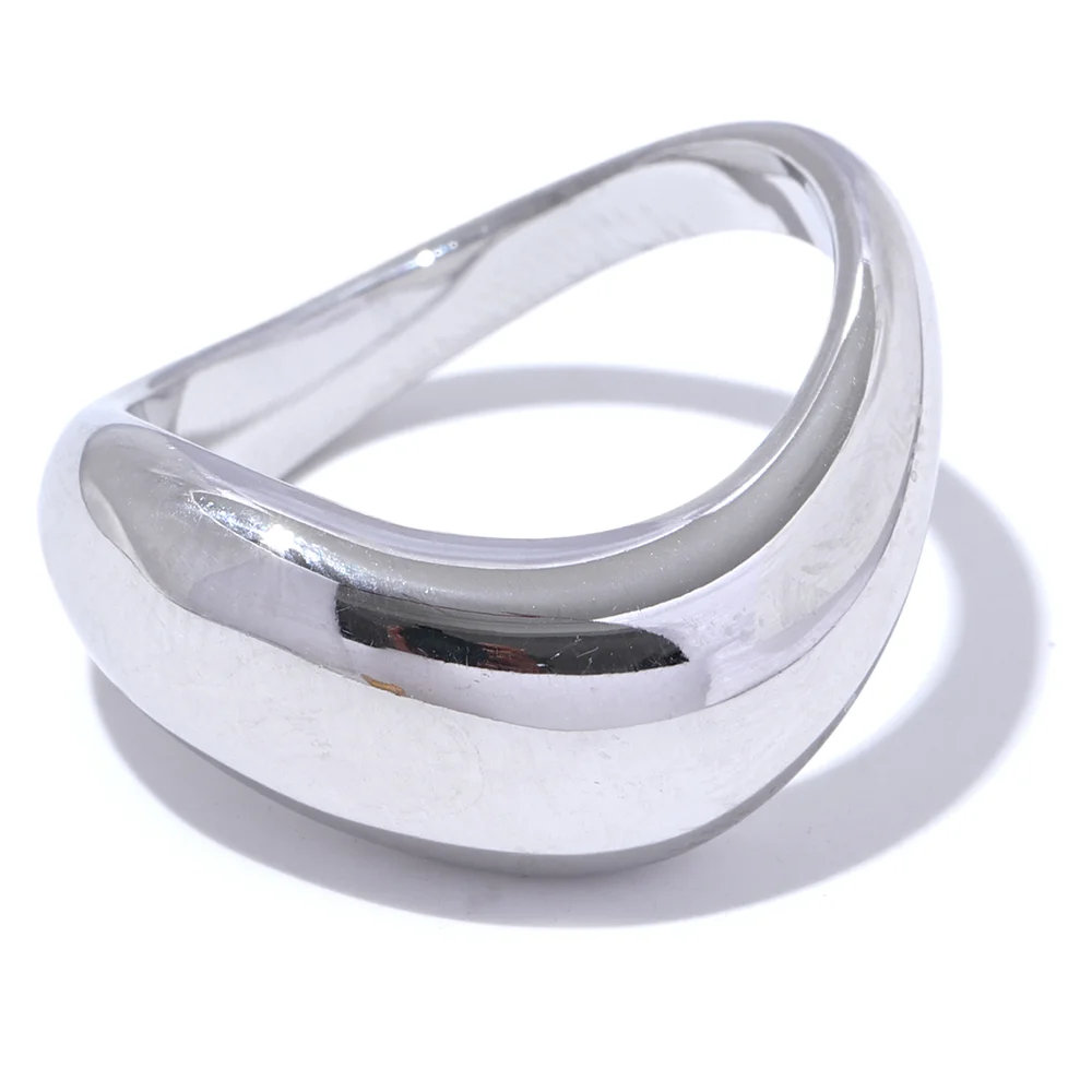 Minimalist Aqua Lume Gold Plated Stainless Steel Statement Chunky Ring