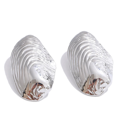 Sea Shell Gold Plated Stainless Steel Oversized Stud Earrings