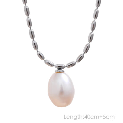 Freshwater Pearl Gold Plated Stainless Steel Pendant Necklace