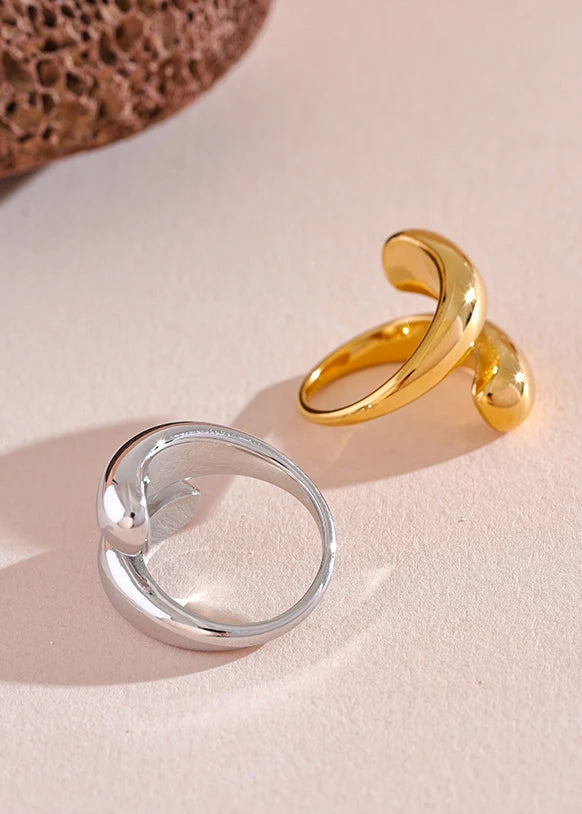 Cyclone Chic Gold Plated Stainless Steel Adjustable Statement Ring