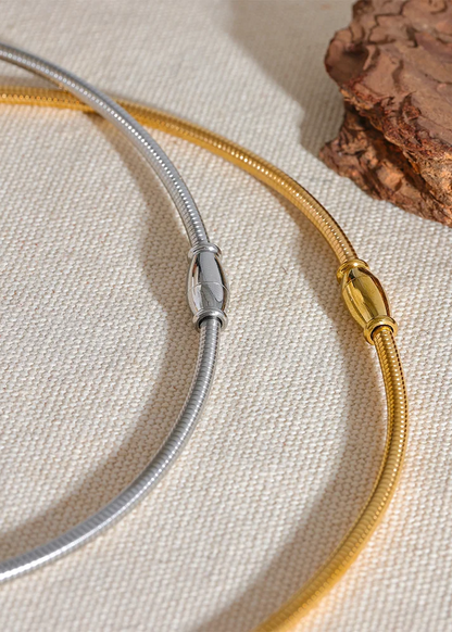 Modern Curve Gold Plated Stainless Steel Choker Necklace
