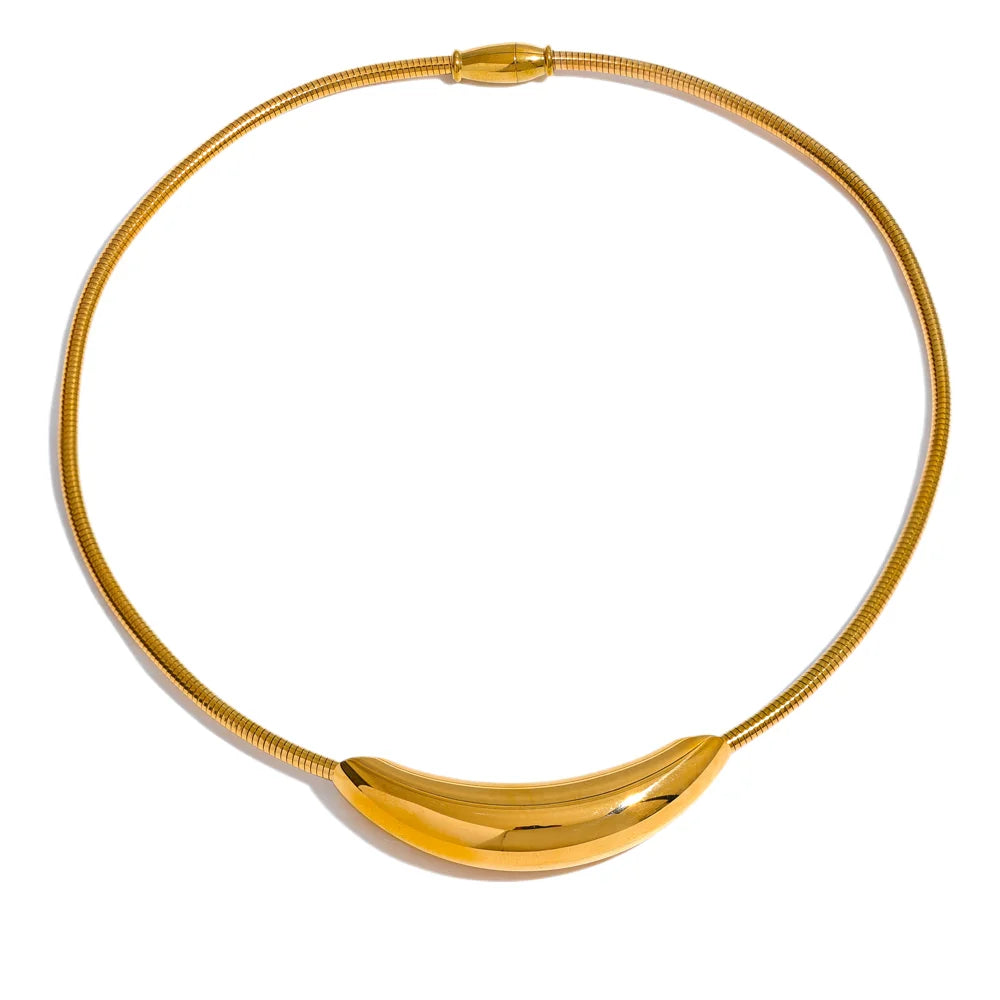Modern Curve Gold Plated Stainless Steel Choker Necklace