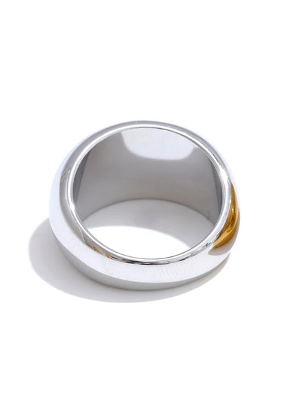 Minimalist Echo Gloss Gold Plated Stainless Steel Statement Chunky Ring