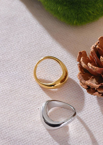 Minimalist Aqua Lume Gold Plated Stainless Steel Statement Chunky Ring