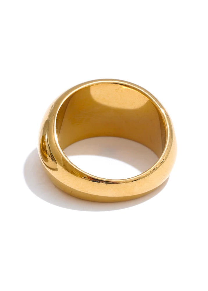 Minimalist Echo Gloss Gold Plated Stainless Steel Statement Chunky Ring