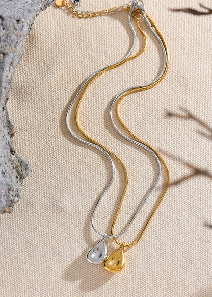 Aqua Drop Gold Plated Stainless Steel Pendant Necklace