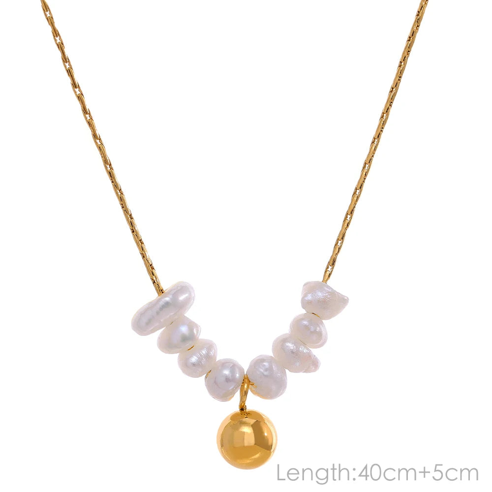 Freshwater Pearl Gold Plated Stainless Steel Pendant Necklace