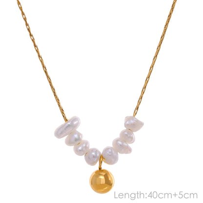 Freshwater Pearl Gold Plated Stainless Steel Pendant Necklace