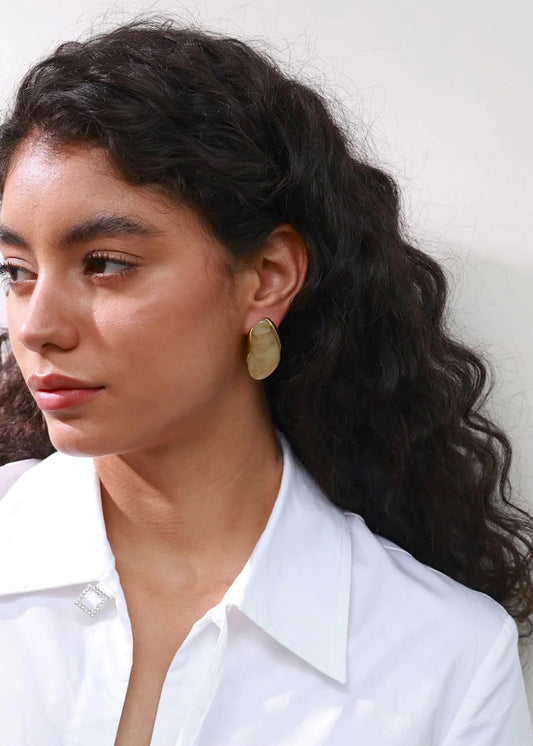 Melted Earth Geometric Resin Gold Plated Stainless Steel Stud Earrings